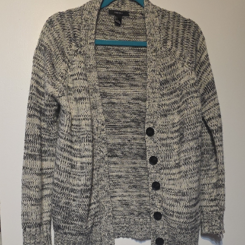 Forever 21 Black and White Knit Cardigan